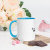 white ceramic mug with color inside blue 11oz left 63b597470eecc Add a splash of color to your morning coffee or tea ritual! These ceramic mugs not only have a beautiful design on them, but also a colorful rim, handle, and inside, so the mug is bound to spice up your mug rack.