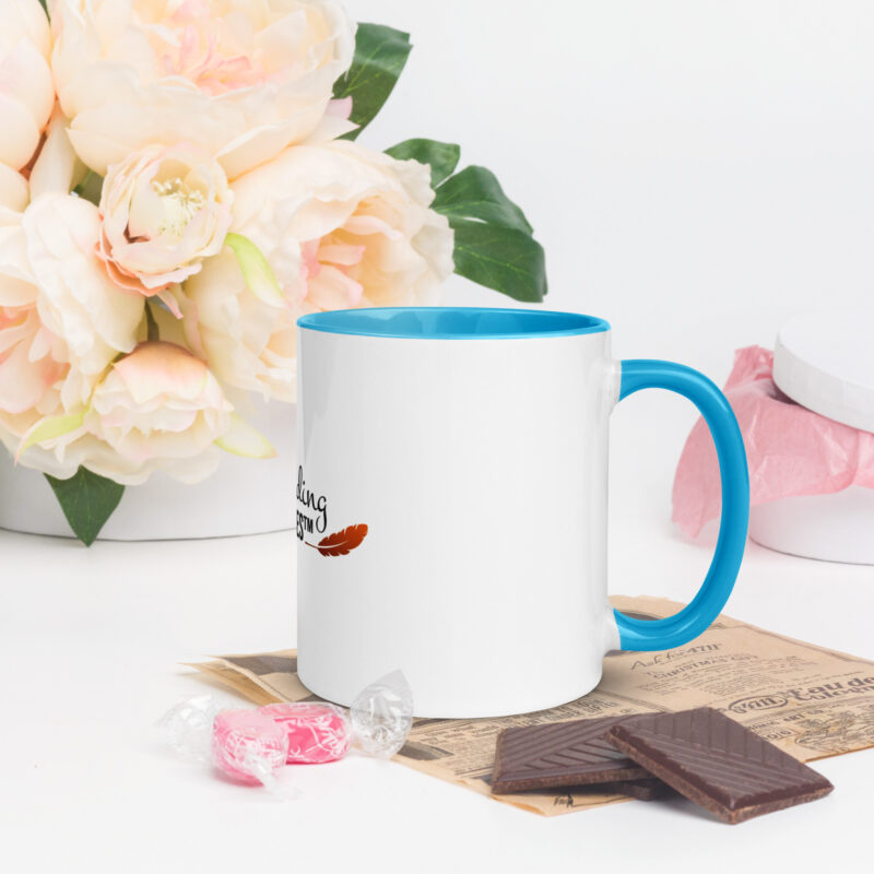 white ceramic mug with color inside blue 11oz right 63b597470ef6b Add a splash of color to your morning coffee or tea ritual! These ceramic mugs not only have a beautiful design on them, but also a colorful rim, handle, and inside, so the mug is bound to spice up your mug rack.