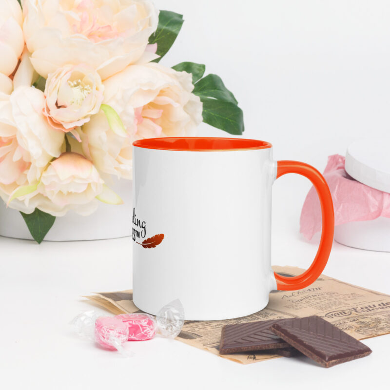 white ceramic mug with color inside orange 11oz right 63b597470edc9 Add a splash of color to your morning coffee or tea ritual! These ceramic mugs not only have a beautiful design on them, but also a colorful rim, handle, and inside, so the mug is bound to spice up your mug rack.