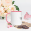white ceramic mug with color inside pink 11oz left 63b597470f073 Add a splash of color to your morning coffee or tea ritual! These ceramic mugs not only have a beautiful design on them, but also a colorful rim, handle, and inside, so the mug is bound to spice up your mug rack.