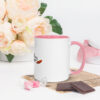 white ceramic mug with color inside pink 11oz right 63b597470f0e8 Add a splash of color to your morning coffee or tea ritual! These ceramic mugs not only have a beautiful design on them, but also a colorful rim, handle, and inside, so the mug is bound to spice up your mug rack.
