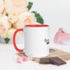 white ceramic mug with color inside red 11oz left 63b597470ebc7 Add a splash of color to your morning coffee or tea ritual! These ceramic mugs not only have a beautiful design on them, but also a colorful rim, handle, and inside, so the mug is bound to spice up your mug rack.