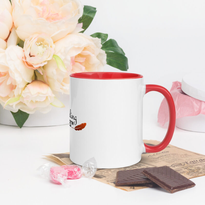 white ceramic mug with color inside red 11oz right 63b597470ec44 Add a splash of color to your morning coffee or tea ritual! These ceramic mugs not only have a beautiful design on them, but also a colorful rim, handle, and inside, so the mug is bound to spice up your mug rack.