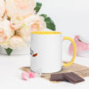 white ceramic mug with color inside yellow 11oz right 63b597470f27a Add a splash of color to your morning coffee or tea ritual! These ceramic mugs not only have a beautiful design on them, but also a colorful rim, handle, and inside, so the mug is bound to spice up your mug rack.